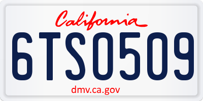 CA license plate 6TSO509