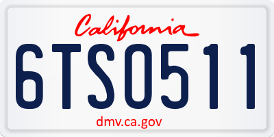 CA license plate 6TSO511