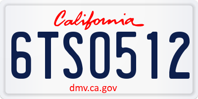 CA license plate 6TSO512