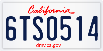 CA license plate 6TSO514
