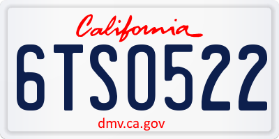 CA license plate 6TSO522