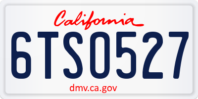 CA license plate 6TSO527
