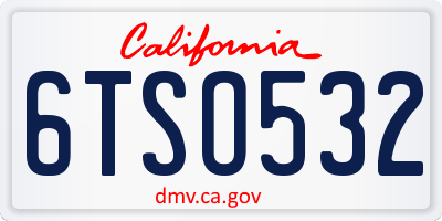 CA license plate 6TSO532