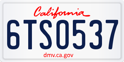 CA license plate 6TSO537