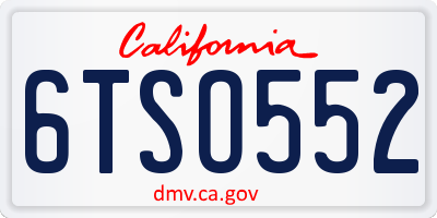 CA license plate 6TSO552