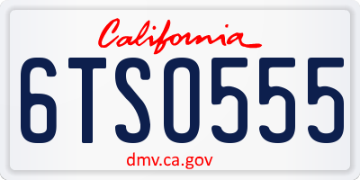 CA license plate 6TSO555