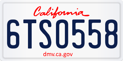 CA license plate 6TSO558