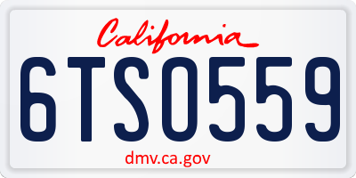 CA license plate 6TSO559