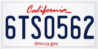 CA license plate 6TSO562