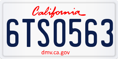 CA license plate 6TSO563