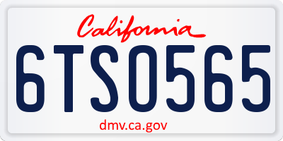 CA license plate 6TSO565