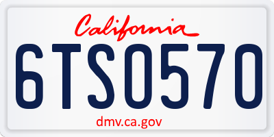 CA license plate 6TSO570