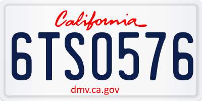 CA license plate 6TSO576