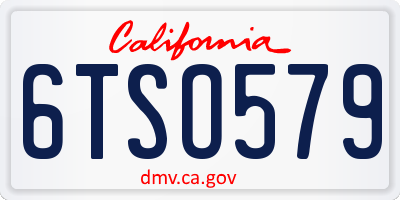 CA license plate 6TSO579