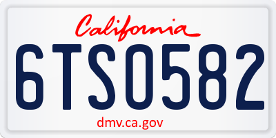 CA license plate 6TSO582