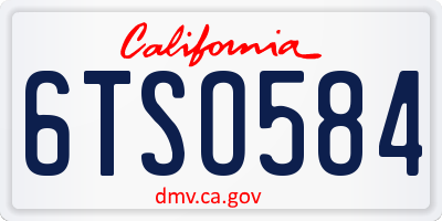 CA license plate 6TSO584