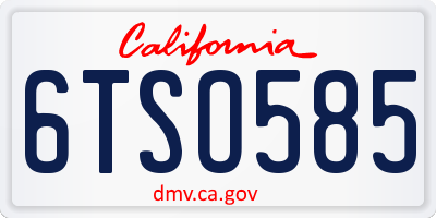 CA license plate 6TSO585