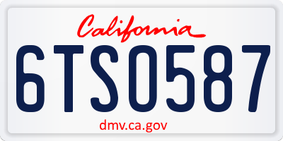 CA license plate 6TSO587