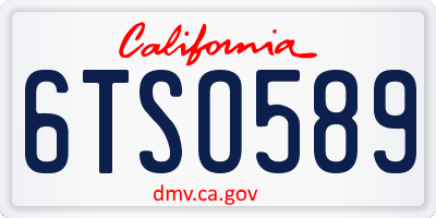 CA license plate 6TSO589