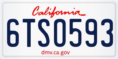 CA license plate 6TSO593