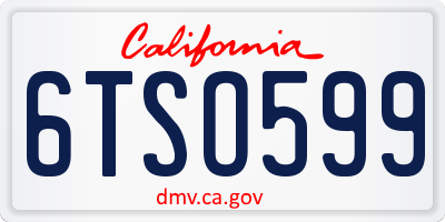 CA license plate 6TSO599