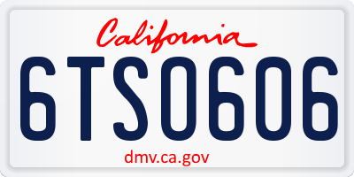 CA license plate 6TSO606