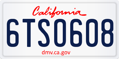 CA license plate 6TSO608