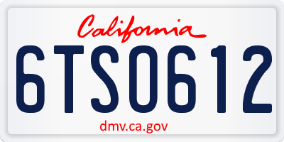CA license plate 6TSO612