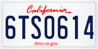 CA license plate 6TSO614