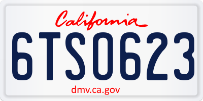CA license plate 6TSO623