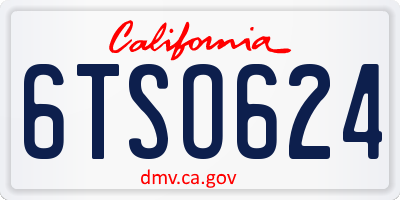 CA license plate 6TSO624