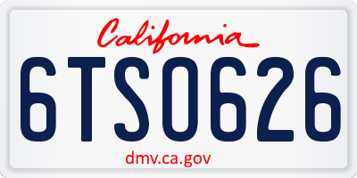 CA license plate 6TSO626