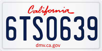 CA license plate 6TSO639
