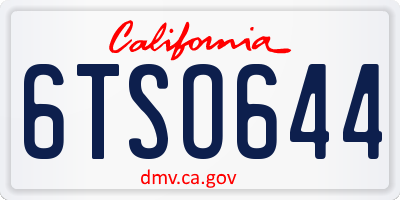 CA license plate 6TSO644