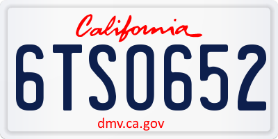 CA license plate 6TSO652