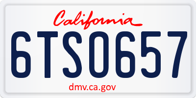 CA license plate 6TSO657