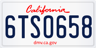 CA license plate 6TSO658