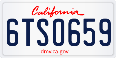 CA license plate 6TSO659