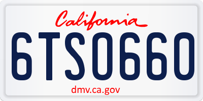 CA license plate 6TSO660