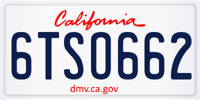 CA license plate 6TSO662