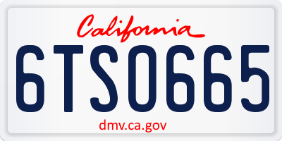 CA license plate 6TSO665