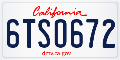 CA license plate 6TSO672