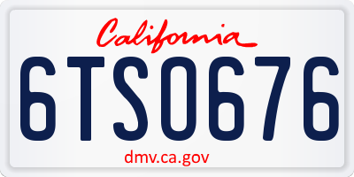 CA license plate 6TSO676