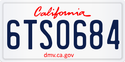 CA license plate 6TSO684