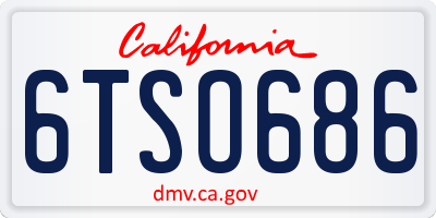 CA license plate 6TSO686