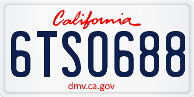CA license plate 6TSO688