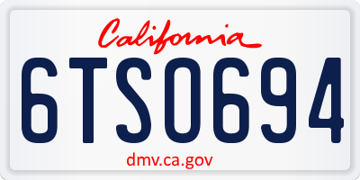 CA license plate 6TSO694