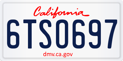 CA license plate 6TSO697