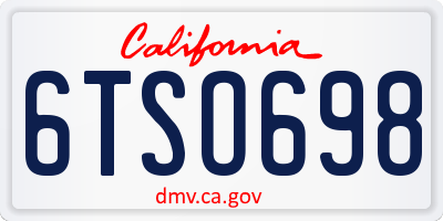 CA license plate 6TSO698