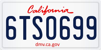 CA license plate 6TSO699
